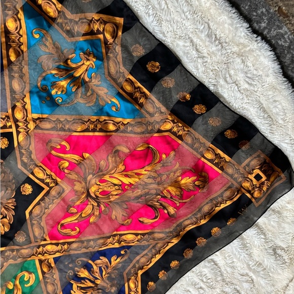 WORTH Women’s Elegant Silk Gold Detailing Scarf - Picture 7 of 14